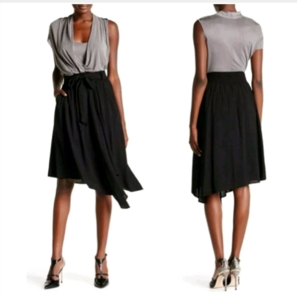Kobi Halperin Brenda Asymmetrical Black Wrap Skirt